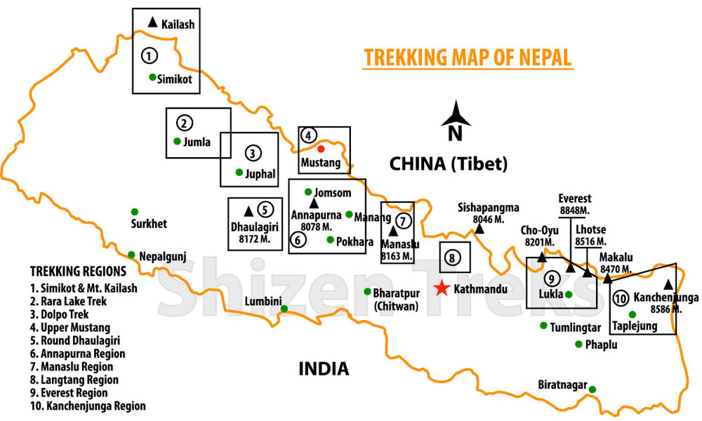 Nepal Trekking Map